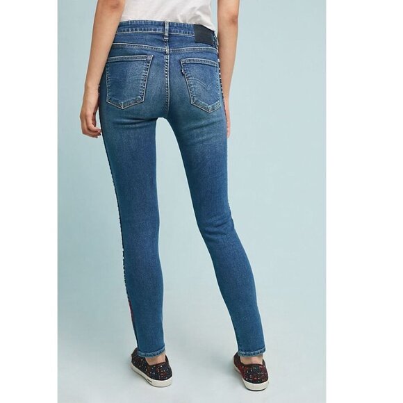 Anthropologie Levis Boho 721 Skinny Jean Womens 28 Blue High-Rise Embroidered - Picture 7 of 7
